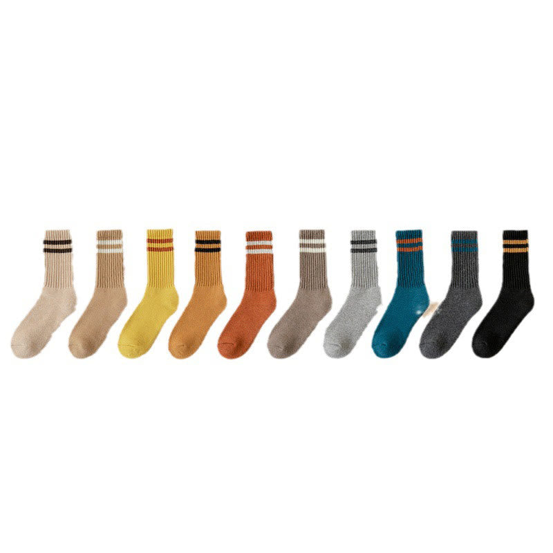 Plusock Striped Warm Wool Quarter Socks(5 Pairs) - Multicolor(10 Pairs) - EU36-44(US3-10) - image 14