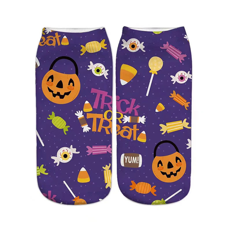 Plus Size 3D Halloween Quarter Socks(5 Pairs)