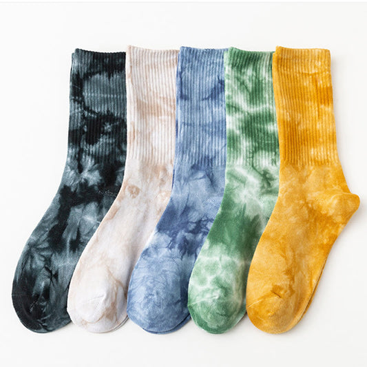Plusock Plus Size Tie-dye Crew Socks(5 Pairs)