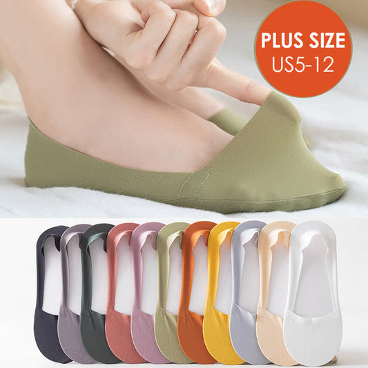 Plusock Unisex Plus Size Deep Mouth Boat Socks(5 Pairs)
