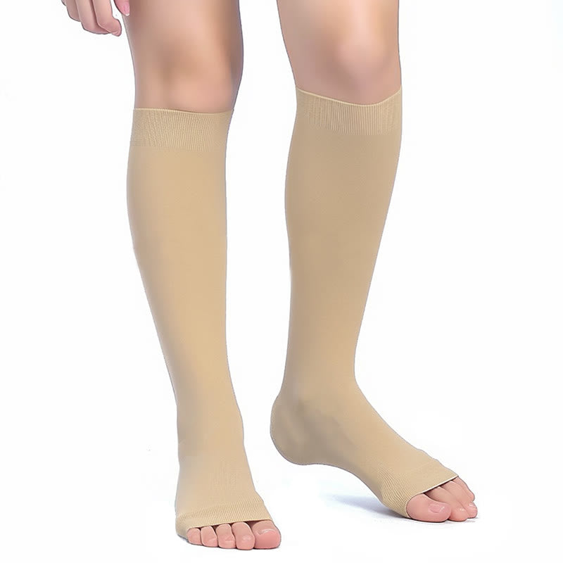Plus Size Multicolor Open Toe Compression Socks - Nude - 4XL - image 7
