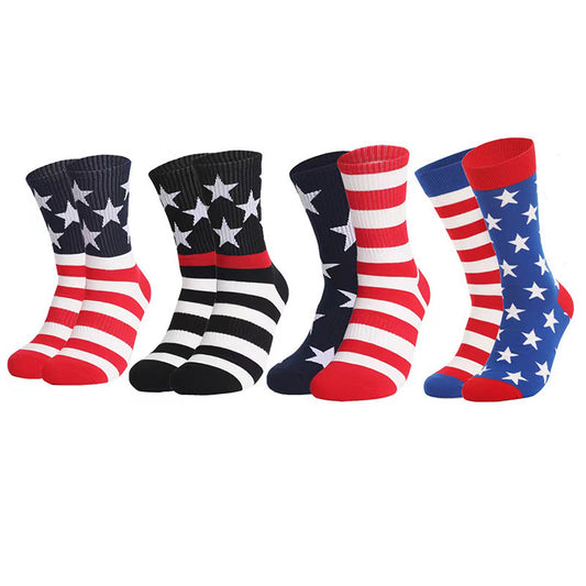 Plusock Plus Size American Flag Elements Quarter Socks(4 Pairs)