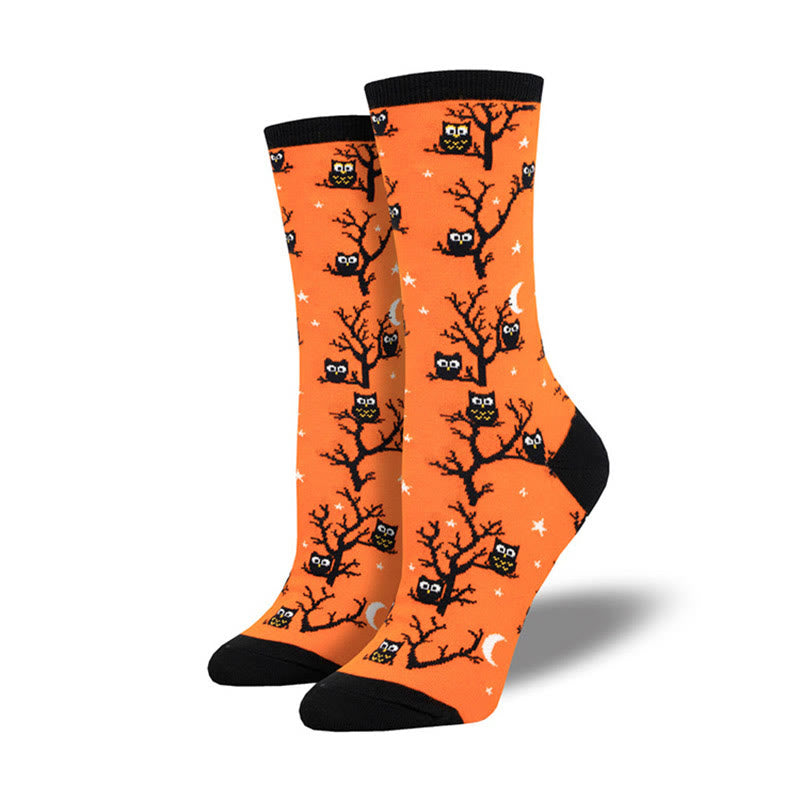 Plus Size Creative Halloween Pattern Crew Socks(4 Pairs)