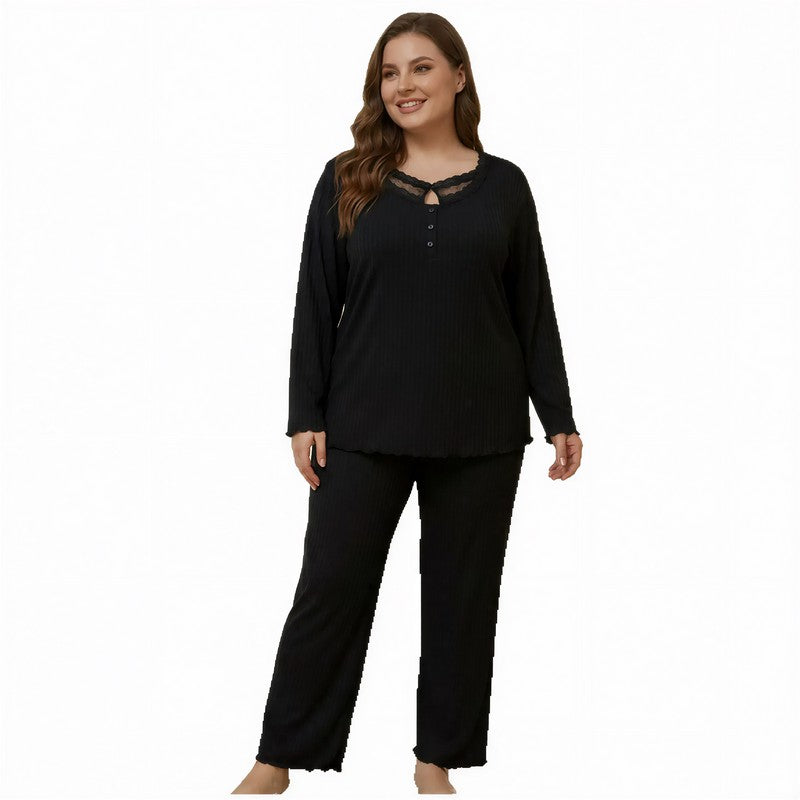 Plusock Lace Solid Color Pajama Set - image 3