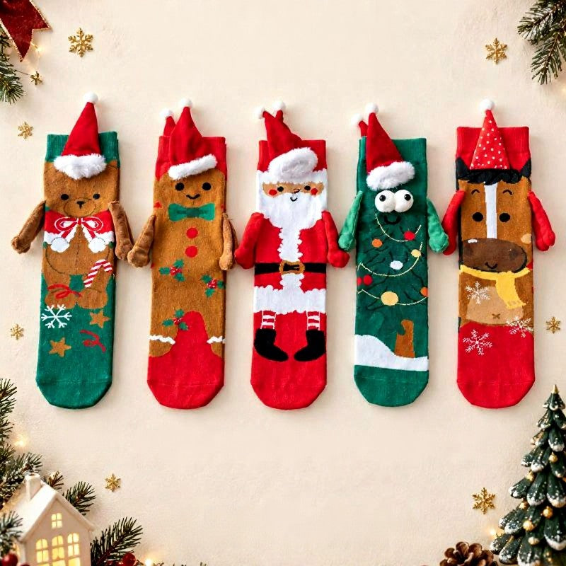Plusock Christmas Tree Knit Hand Holding Quarter Socks - image 9