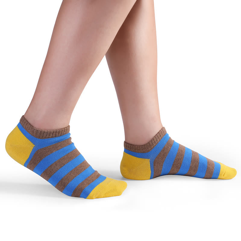 Colorful Striped Cotton Ankle Socks(5 Pairs)