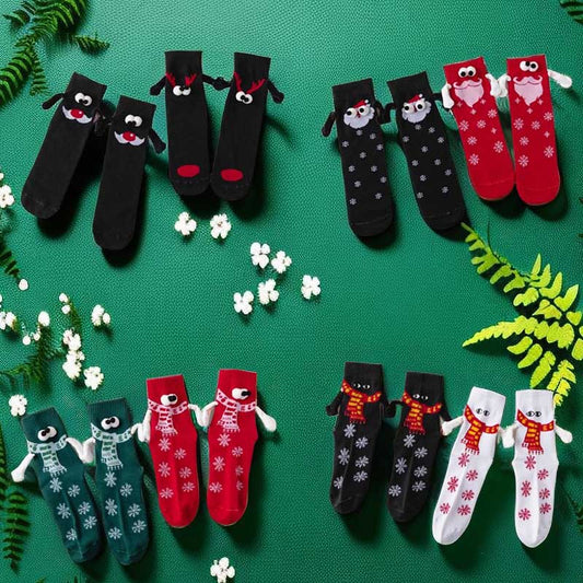 Plusock Plus Size Christmas Holding Hands Quarter Socks(4 Pairs)