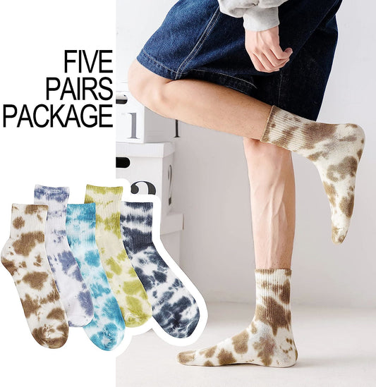 Plusock Plus Size Tie-dye Quarter Socks(5 Pairs)