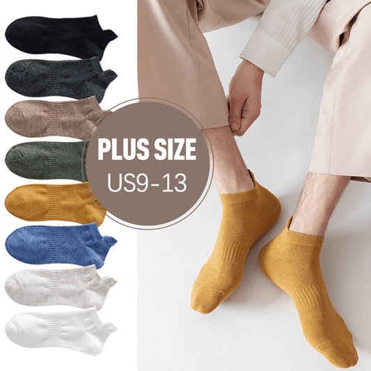 Plusock Plus Size Breathable Solid Color Ankle Socks(8 Pairs)