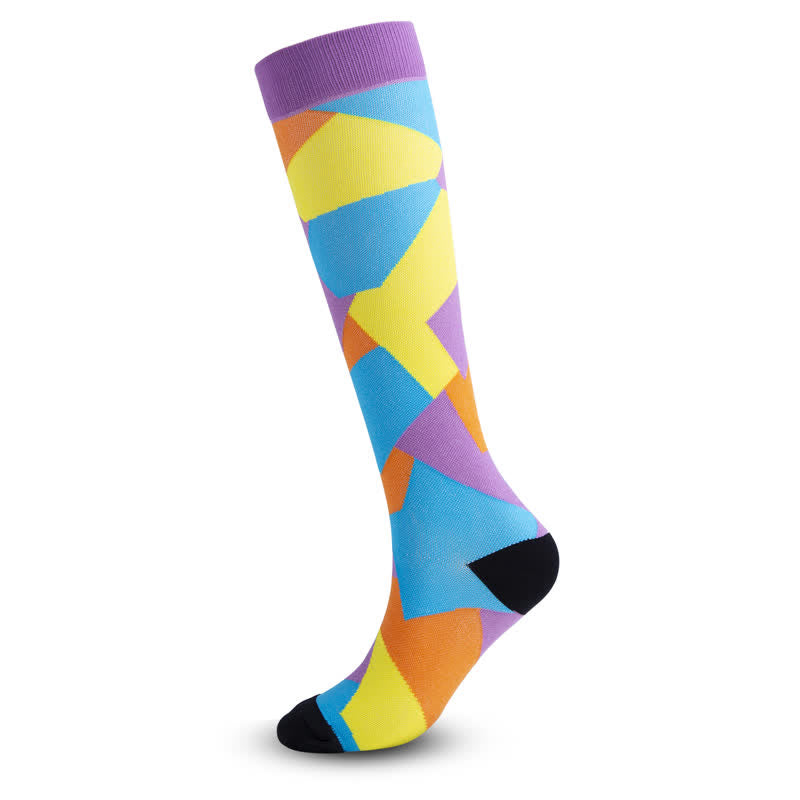 Colorful Puzzle Compression Socks(4 Pairs)