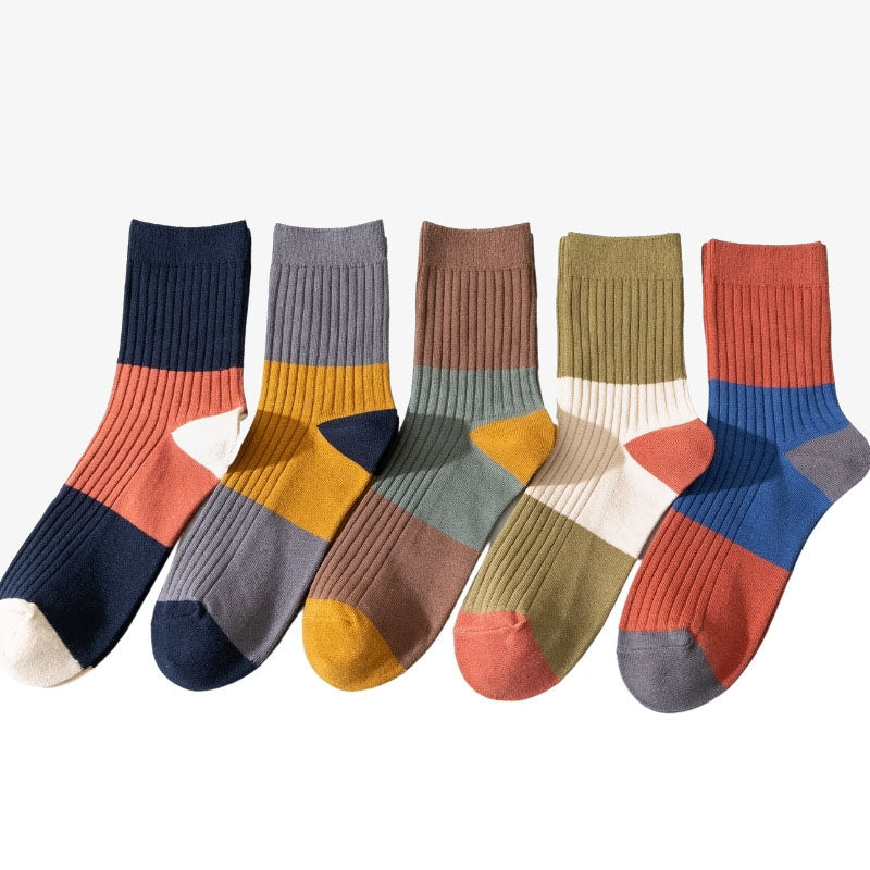 Plus Size Contrast Color Quarter Socks(5 Pairs)