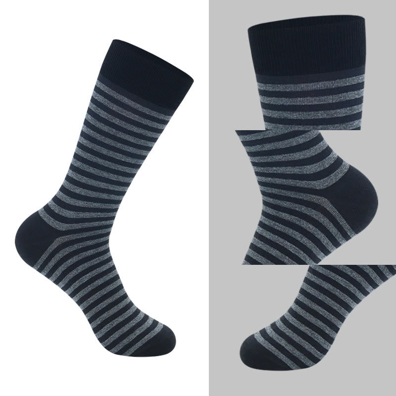 Plus Size Grey Striped Crew Socks(5 Pairs)