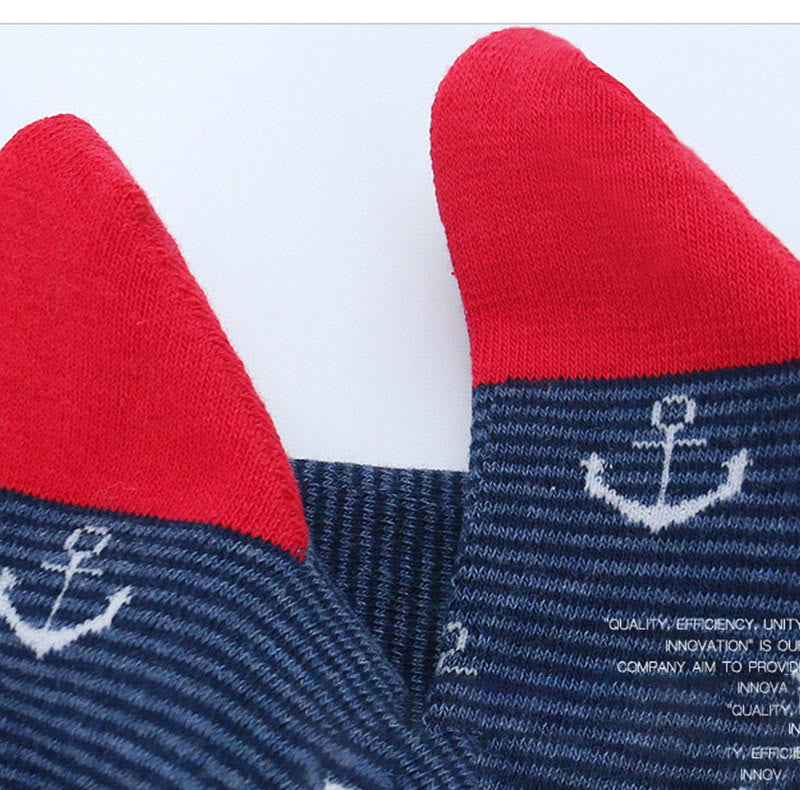 Rudder Pattern Funny Crew Socks(5 Pairs)