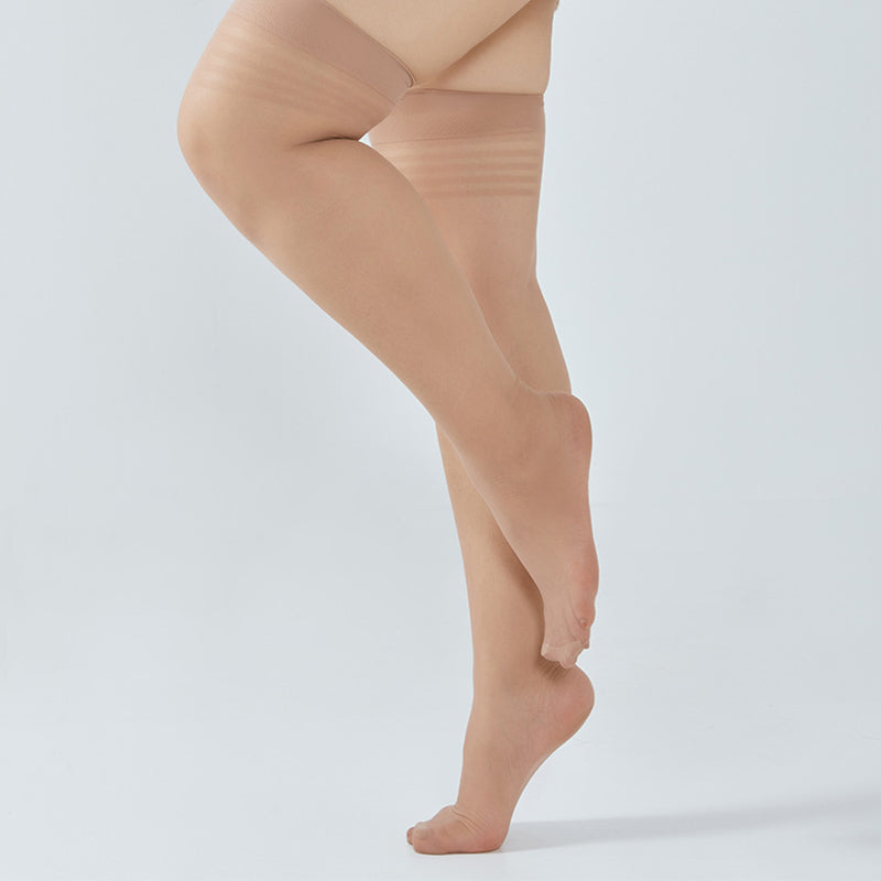 Plus Size Transparent Thigh High Socks(4 Pairs)