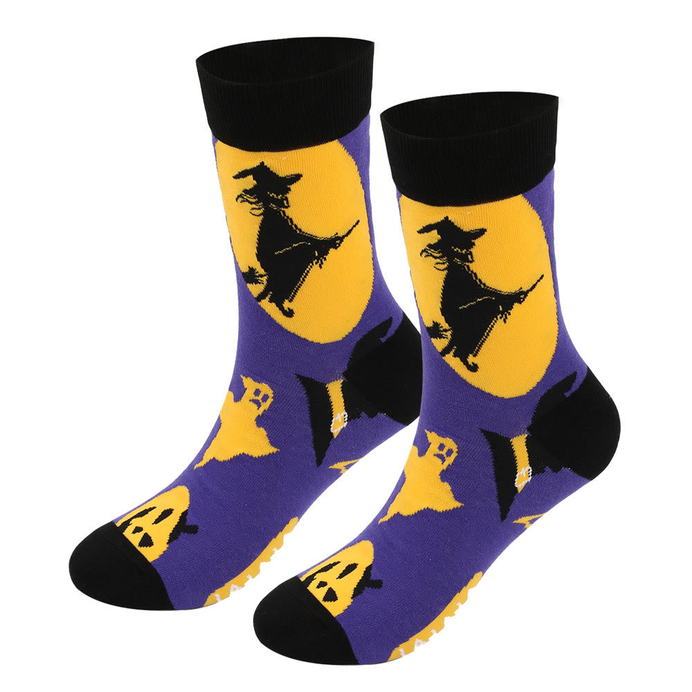 Plus Size Halloween Cute Printed Crew Socks(5 Pairs)