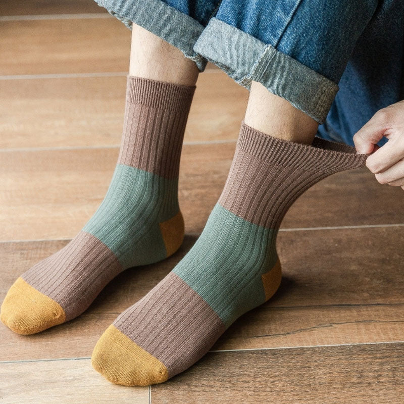 Plus Size Contrast Color Quarter Socks(5 Pairs)