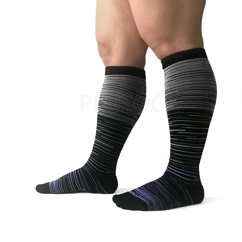 2XL-7XL Colorful Cool Lines Plus Size Compression Socks