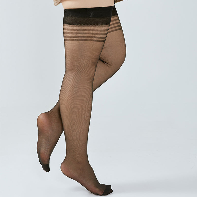 Plus Size Transparent Thigh High Socks(4 Pairs)
