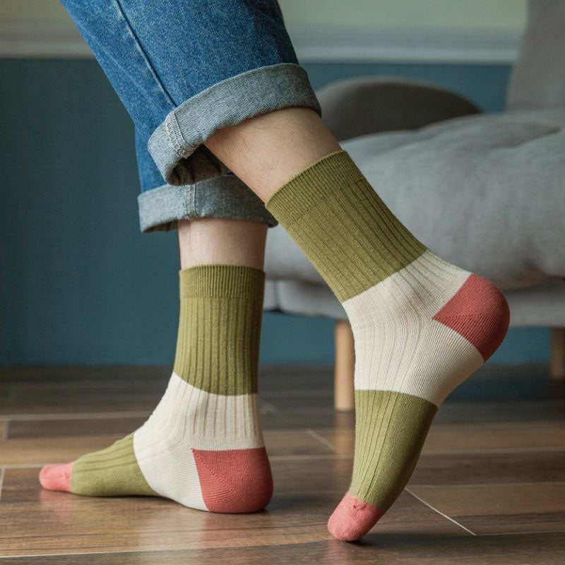 Plus Size Contrast Color Quarter Socks(5 Pairs)