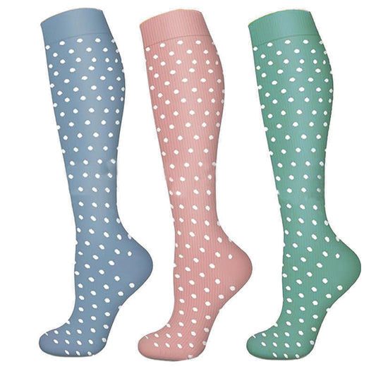 Plusock White Polka Dot Compression Socks(3 Pairs)