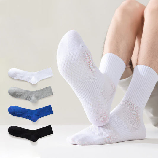 Plusock Plus Size Solid Breathable Quarter Socks(4 Pairs)