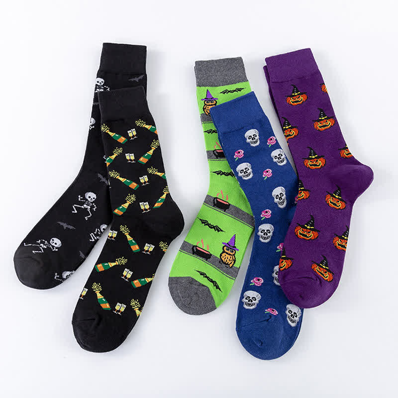 Plus Size Halloween Cotton Lounge Crew Socks(5 Pairs)