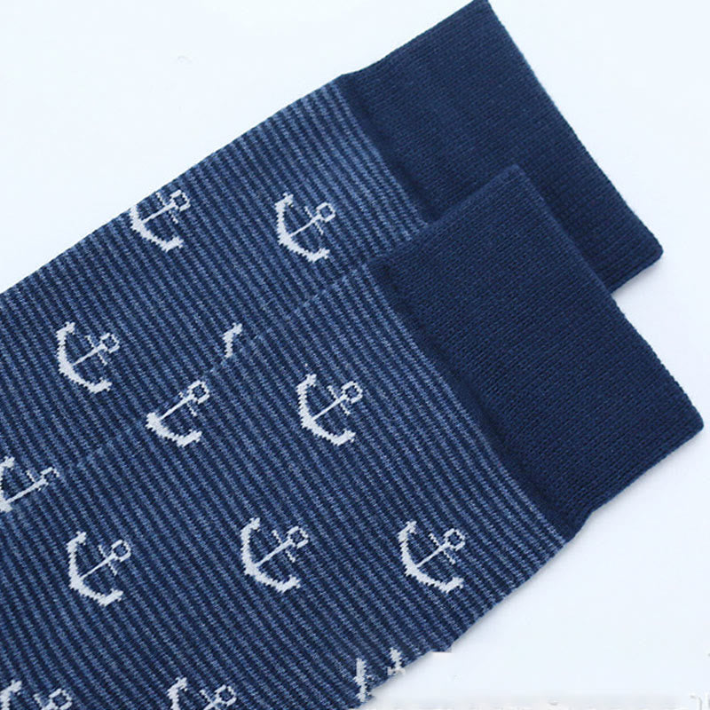 Rudder Pattern Funny Crew Socks(5 Pairs)