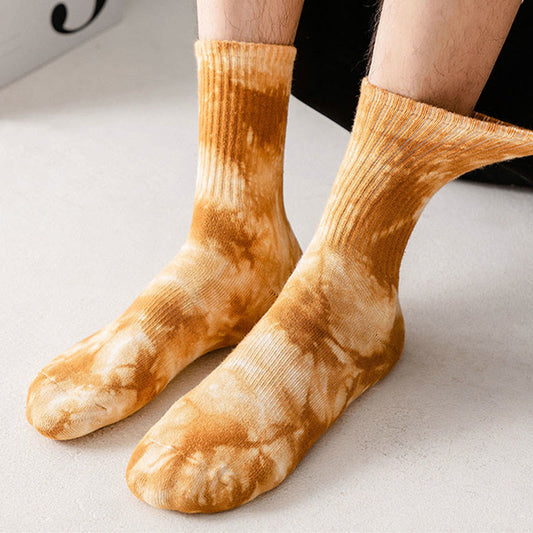 Plusock Plus Size Tie-dye Colorful Quarter Socks(4 Pairs)