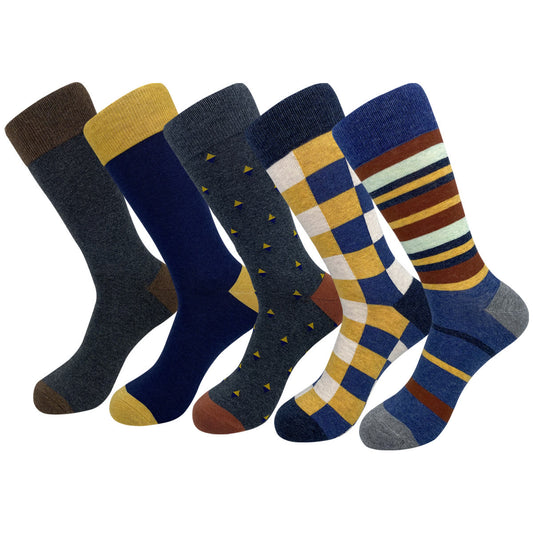 Plusock Plus Size Fashion Plaid Crew Socks(5 Pairs)