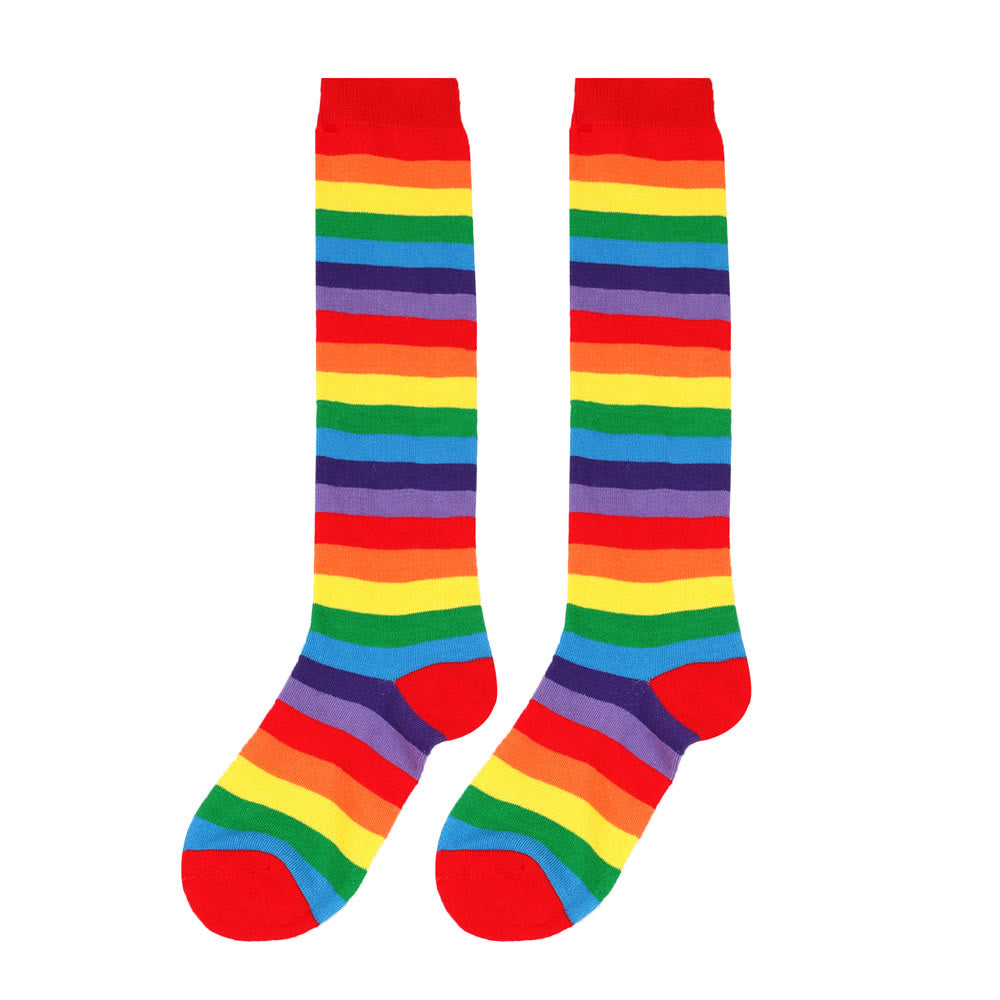 Rainbow Striped Knee High Socks(3 Pairs)