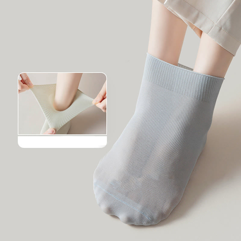 Solid Color High Elastic Quarter Socks(5 Pairs)