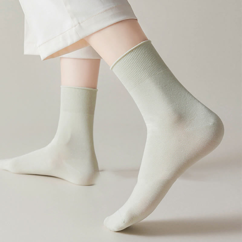Solid Color High Elastic Quarter Socks(5 Pairs)