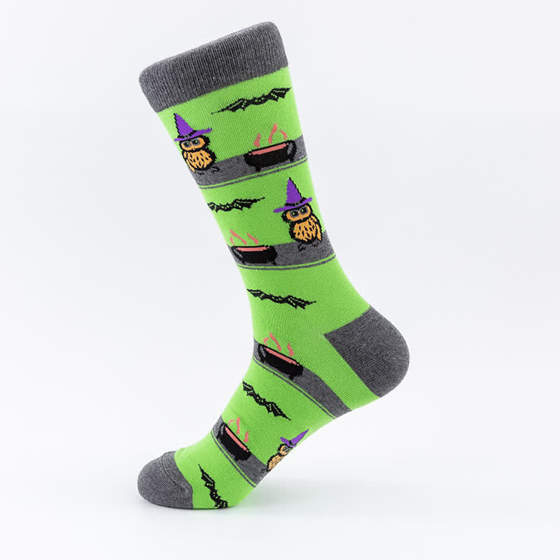 Plus Size Halloween Cotton Lounge Crew Socks(5 Pairs)