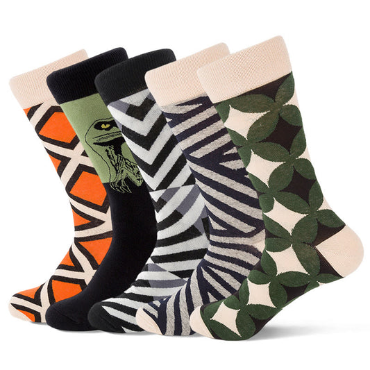 Plusock Plus Size Dinosaur Crew Socks(5 Pairs)