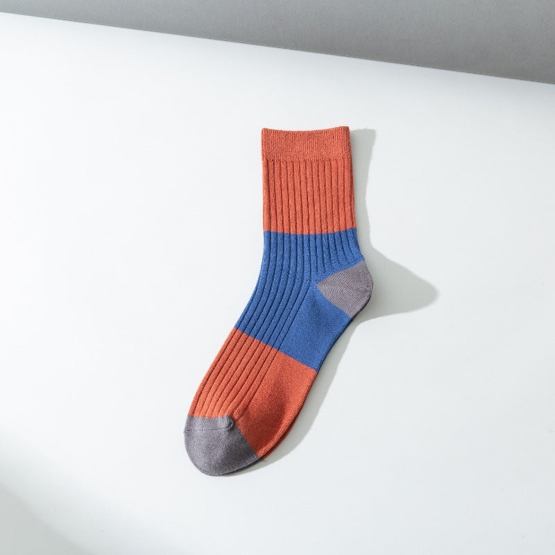 Plus Size Contrast Color Quarter Socks(5 Pairs)