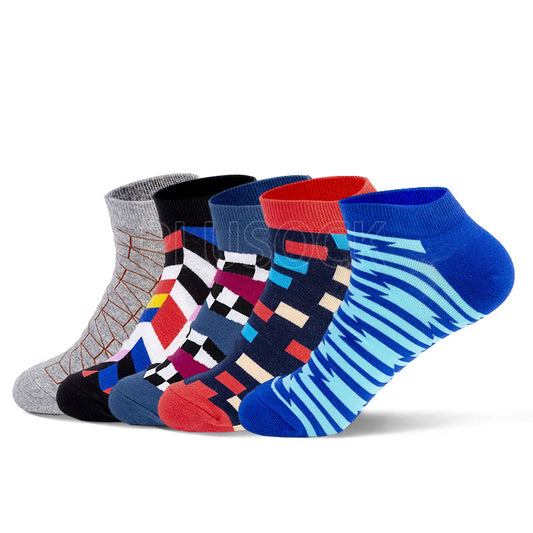 Plusock Plus Size Plaid Patterns Ankle Socks(5 Pairs)