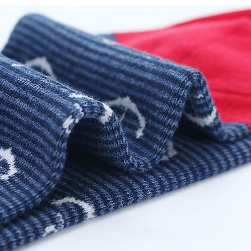 Rudder Pattern Funny Crew Socks(5 Pairs)
