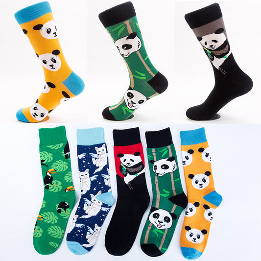 Plusock Plus Size Cute Panda Crew Socks(5 Pairs)