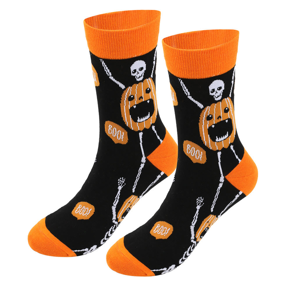 Plus Size Halloween Cute Printed Crew Socks(5 Pairs)