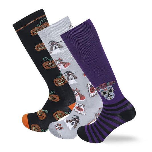 Plusock  Halloween Comfy Cotton Fashion Compression Socks(3 Pairs)