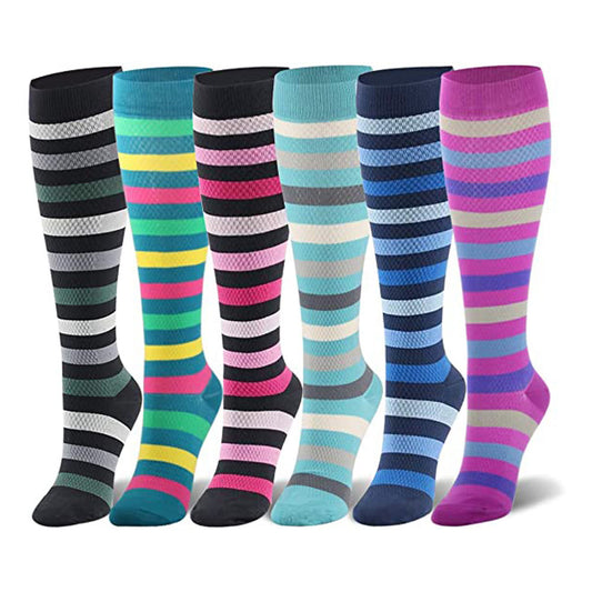 Plusock Striped Series Casual Compression Socks(6 Pairs)