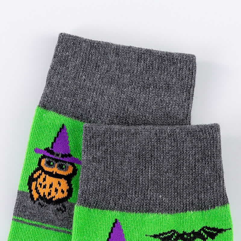 Plus Size Halloween Cotton Lounge Crew Socks(5 Pairs)