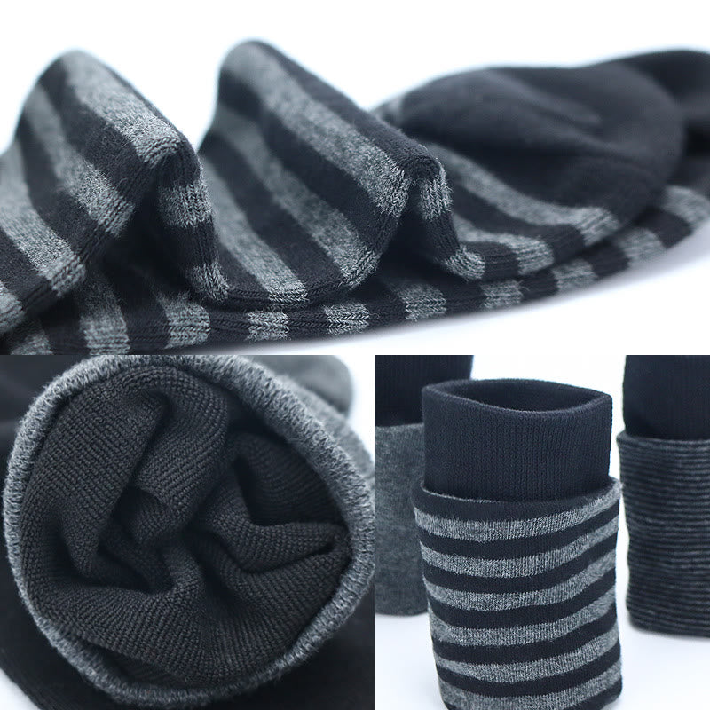 Plus Size Grey Striped Crew Socks(5 Pairs)