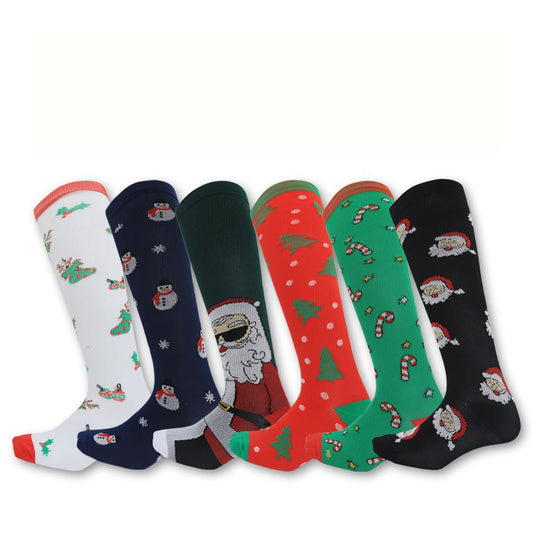Plusock Christmas Sports Knee High Compression Socks(6 Pairs)