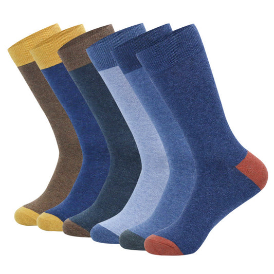 Plusock Plus Size Double Color Crew Socks(6 Pairs)