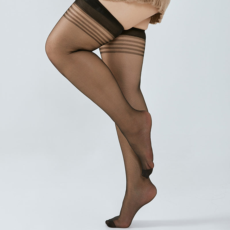 Plus Size Transparent Thigh High Socks(4 Pairs)