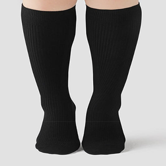Plusock Plus Size Solid Color Warm Knee High Socks(2 Pairs)
