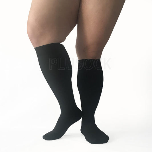 Plusock  2XL-7XL Black Plus Size Compression Socks(15-20mmHg)