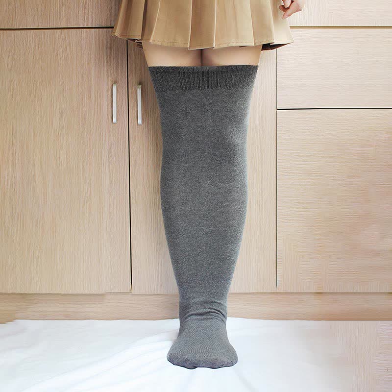 Plus Size Cotton Thick Thigh High Socks - Main Image
