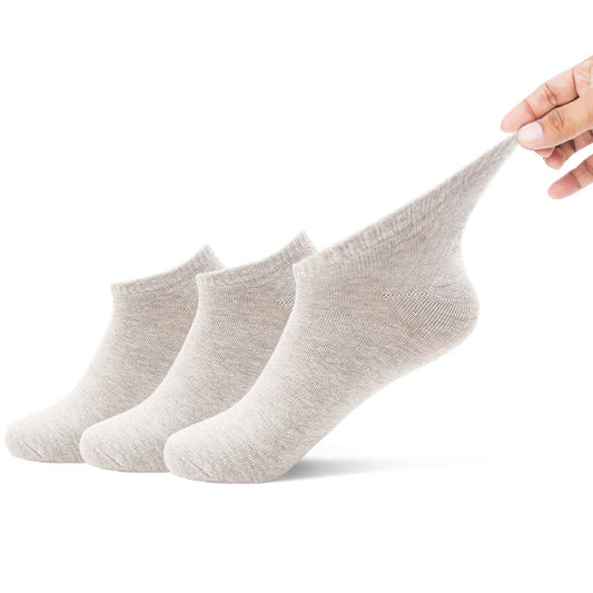 Plusock Plus Size Solid Cotton Ankle Socks(3 Pairs)